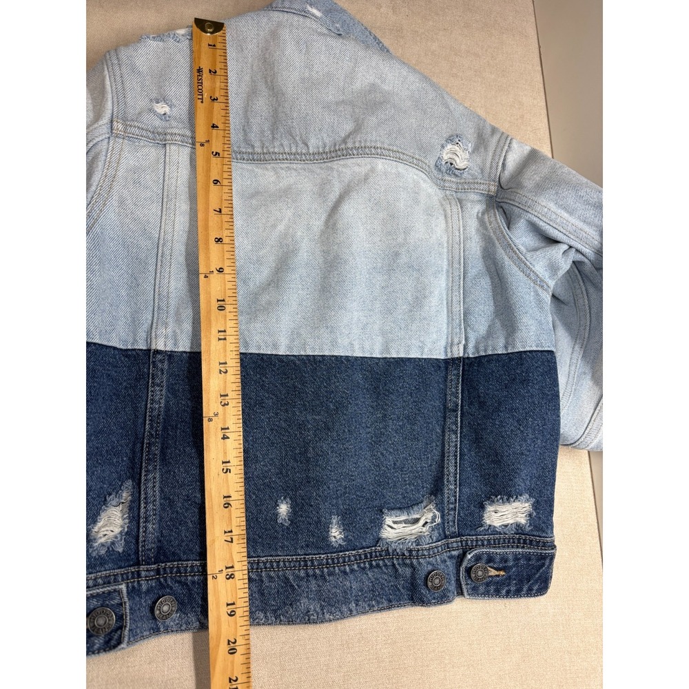 Hidden Denim Jacket Women S Distressed Two Tone Cropped Colorblock Y2K - Picture 8 of 9